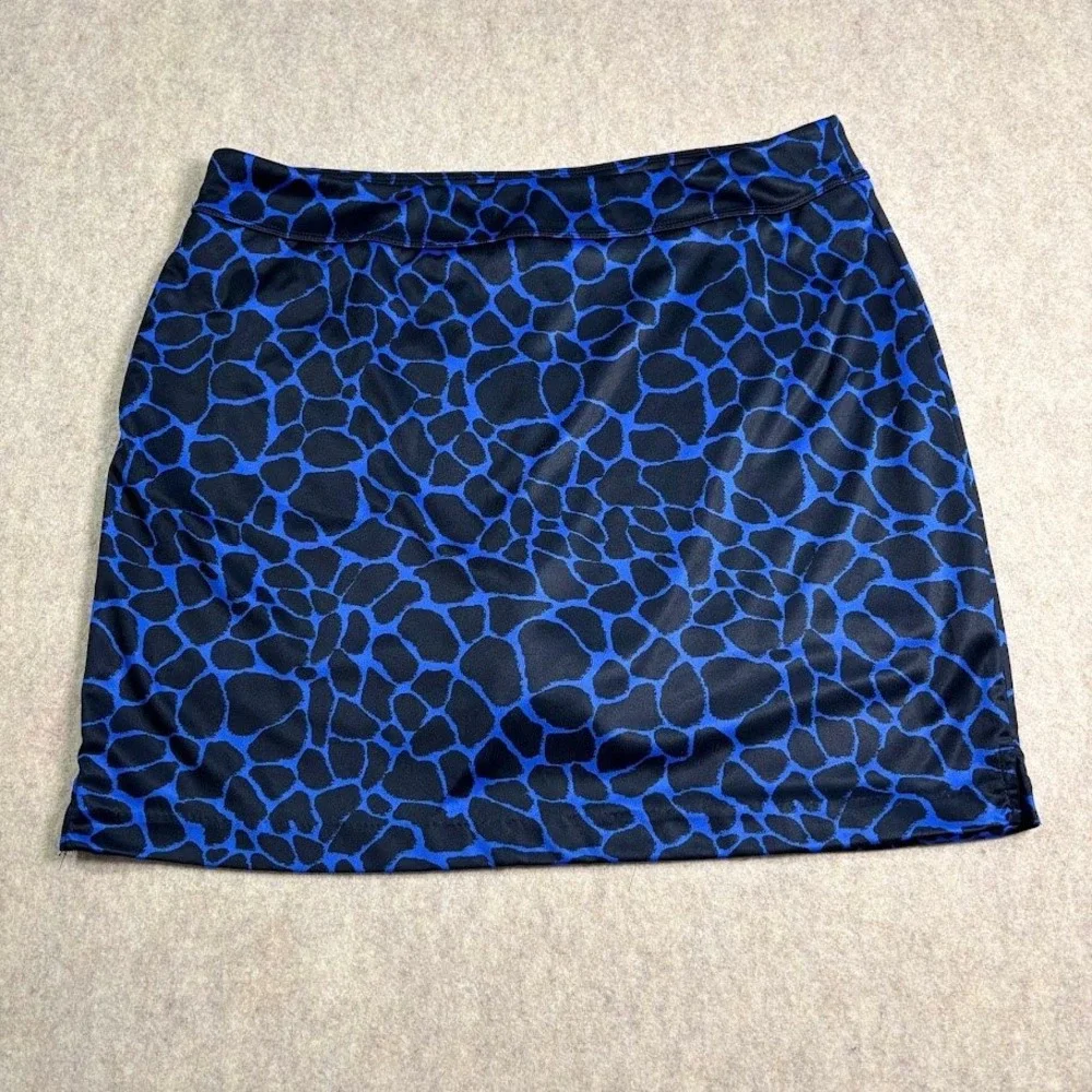 Greg Norman Golf Skort Womens L Blue Black Polyester Giraffe Animal Print